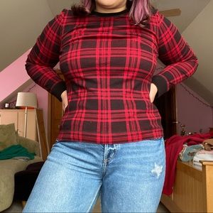 red plaid polo long sleeve